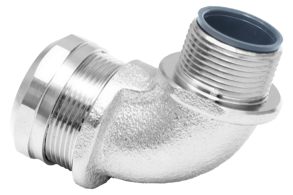 KMLGE 90 degree fixed gland nickel plated brass